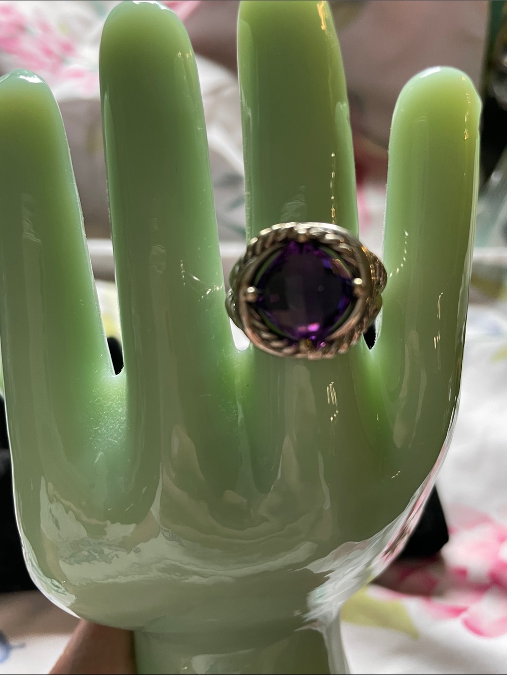 David Yurman Sterling Silver Infinity Ring with Amethyst